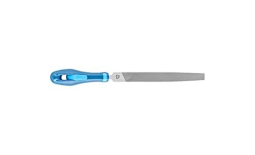 PFERD Flat Hand File with Handle, American Pattern, Double Cut, Rectangular, Medium, 6" Length, 5/8" Width, 5/32" Thickness