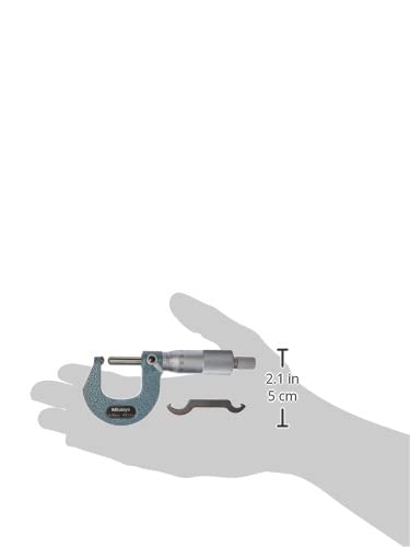 Mitutoyo 115-215 Spherical Face Micrometer, Ratchet Stop, 0-25mm Range, 0.01mm Graduation, +/-0.003mm Accuracy, Spherical Spindle