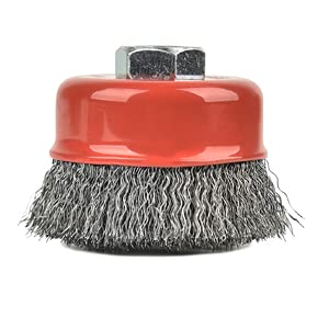 10PCS 3 Inch Carbon Steel Crimped Wire Wheel Cup Brush Set for Grinders, Coarse Crimped with 5/8-Inch-11 Threaded Arbor, Max RPM 12,500, Light-Duty Conditioning for Metal, Rust Removal, Abrasives