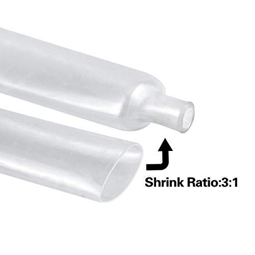 XHF 1.5 inch 3:1 Waterproof Clear Heat Shrink Tubing Marine Grade Wire Cable Adhesive Lined Tube Insulation Seal Against Moisture Corrosion and Air Leakage, 4 Ft