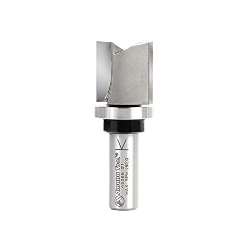 Amana Tool 45365 Carbide Tipped Flush Trim Plunge Template Router Bit 1 Dia x 1 Inch x 1/2 Shank with Upper Ball Bearing