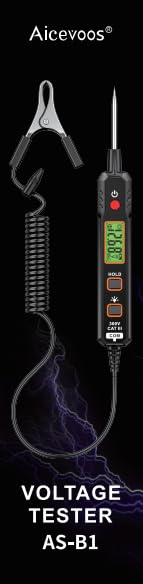 B1 Voltage Tester, Circuit Tester with Range DC 0.8V-100V, Continuity Testing, Electrical Tester with Flashlight, Buzzer Alarm for Car Battery Polarity Continuity Fuses