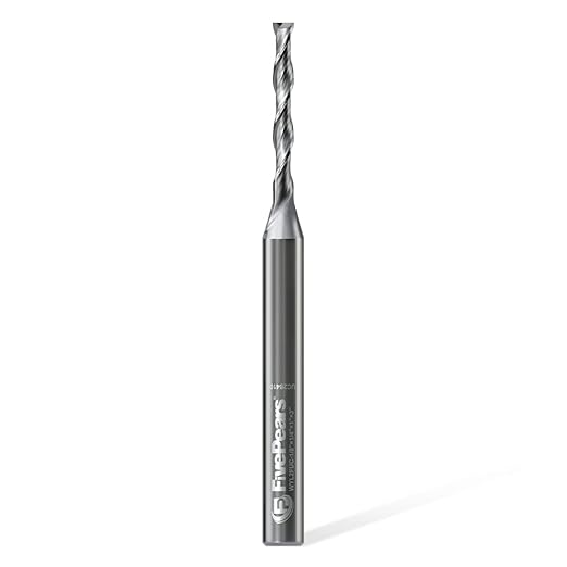 FivePears Up Cut Spiral Router Bit for CNC, 1/8 inch Cutting Diameter and 1 inch Cutting Length 1/4 inch Shank Carbide End Mill Router Bit for Wood Carving Engraving Grinding Grooving