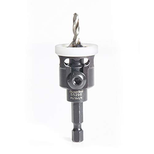 Amana Tool - (55296) Carbide Tipped 82° Countersink with Adjustable Low Friction Depth Stop, 3/8 Dia x 5/32 Drill Dia x 1/4 In