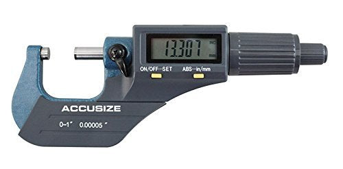 Accusize Industrial Tools 0-1''/0-25 mm by 0.00005''/0.001 mm 2 Key Electronic Digital Outside Micrometer, Metric/Imperial, Md71-0001