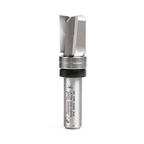 Amana Tool 45463-3US Carbide Tipped Up Shear Face Plunge Template Router Bit 3/4 Dia x 1 x 1/2 Inch Shank with Upper Ball Bearing