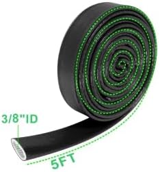 Insulation Heat Shielded Fire Thermo Armor Fire Sleeve Silicone Coated Fiberglass Heat Protection for Automotive Hose Lines & Electrical Wiring-（Black 3/8" ID x5FT）
