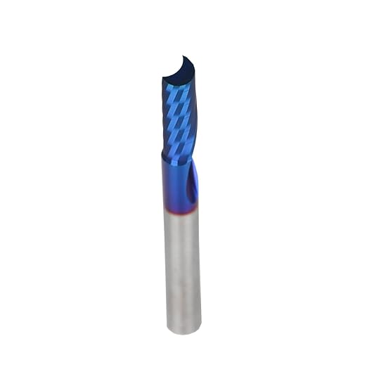 O Single Flute Upcut Spiral End Mill CNC Router Bit with NACO Coating for Plastic Cutting with Mirror Finish (1, 1/4 D x 3/4 CH x 1/4 SHK x 2-1/2L) UT144