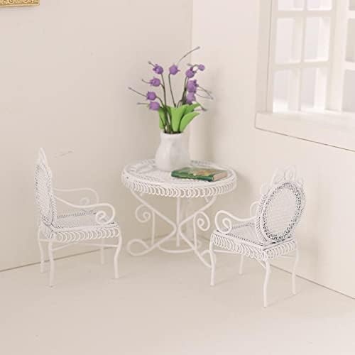 Dollhouse Miniature Bistro Table & Chairs Set Accessories Metal 1:12 Scale - Image 4