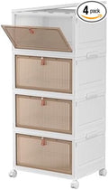 CTSNSLH 4 Tier Plastic Storage Bins - 28Qt Stackable with Lids by CTSNSLH