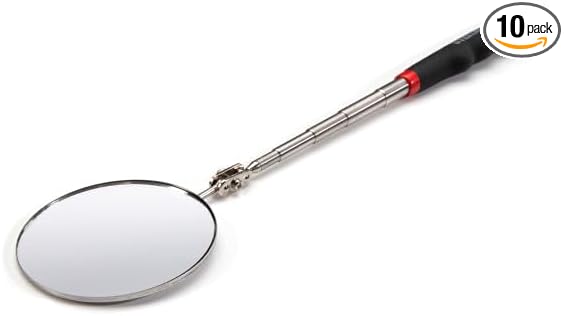 Steelman 29-Inch Telescoping Auto Inspection Mirror, Durable Steel, Articulating 3.25-Inch Round Mirror, Contoured Grip (Case of 10)