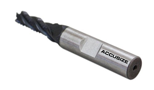 Accusize Industrial Tools 1/4 inch Fine Tooth M42 8% Cobalt Tialn Roughing End Mill, 3/8 in Shk Dia, 3/4 in Flute Length, 4 Flute, 1104-0014