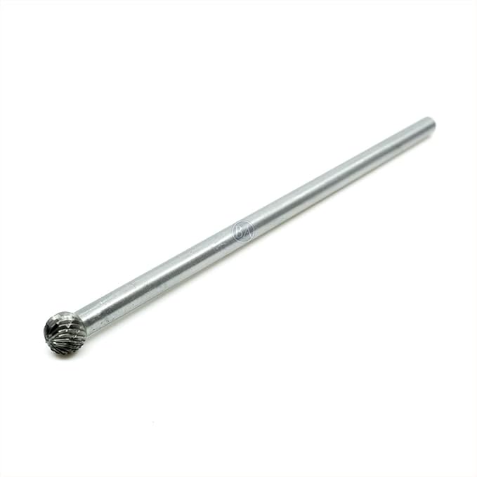 Benchmark Abrasives 6” Ball Shape Double Cut Tungsten Carbide Die Grinder Bits Metal Deburring Tool Rotary Burr, 1/4 Inch Shaft, Engraving Tool for Woodworking Shaping Carving (SD-3)