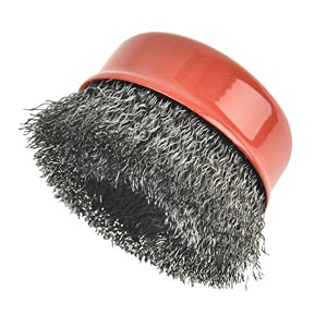 2PCS 3 Inch Carbon Steel Crimped Wire Wheel Cup Brush Set for Grinders, Coarse Crimped with 5/8-Inch-11 Threaded Arbor, Max RPM 12,500, Light-Duty Conditioning for Metal, Rust Removal, Abrasives
