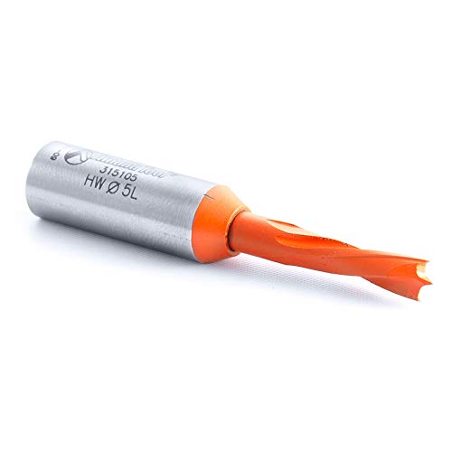 Amana Tool - 315105 Brad Pt. Solid Carbide Dowel Drill Boring Bit L/H 5mm Dia x 57.5mm L