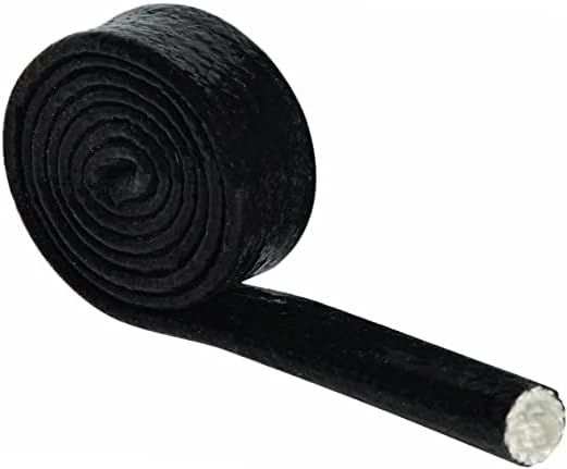 Insulation Heat Shielded Fire Thermo Armor Fire Sleeve Silicone Coated Fiberglass Heat Protection for Automotive Hose Lines & Electrical Wiring-（Black 1" ID x3.3FT）