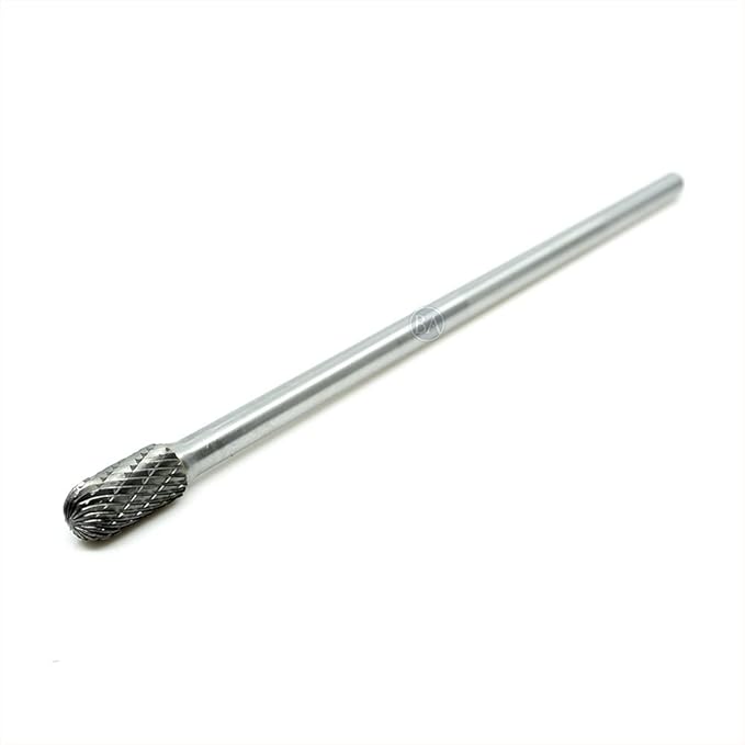 Benchmark Abrasives 6” Cylindrical Ball Nose Shape Double Cut Tungsten Carbide Die Grinder Bits Metal Deburring Tool Rotary Burr, 1/4 Inch Shaft, Engraving Tool for Woodworking Shaping Carving (SC-3)