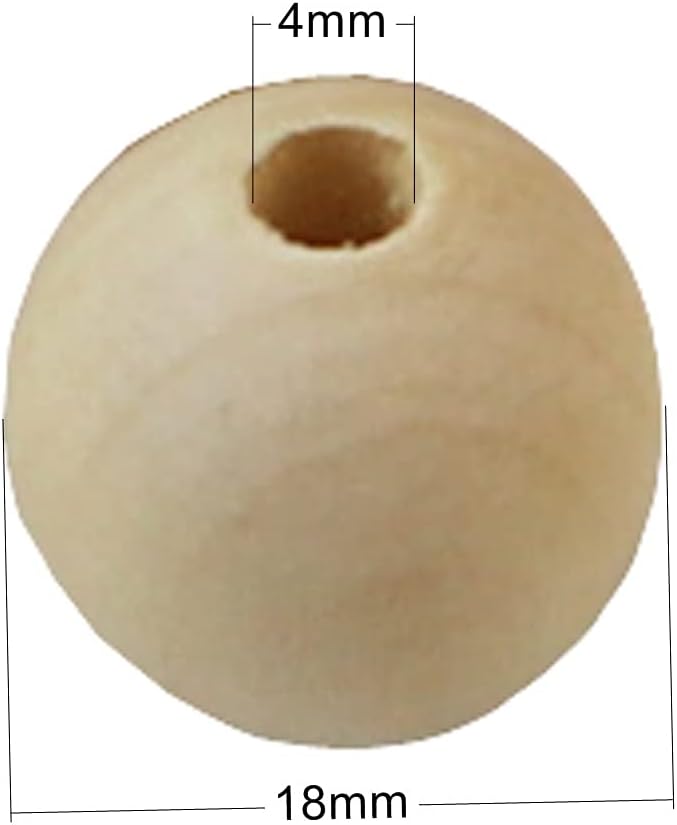 100pcs 18mm Wood Beads DIY Unfinished Round Wooden Loose Beads Natural Spacer - Image 3