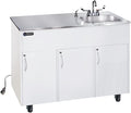 Ozark River Portable Sinks, Advantage S1D, White Laminate Cabinet-Stainless Countertop, Hot Water Hand Washing Station with Countertop & Storage Space, Self Contained Sink, Portable Hand Washing Sink