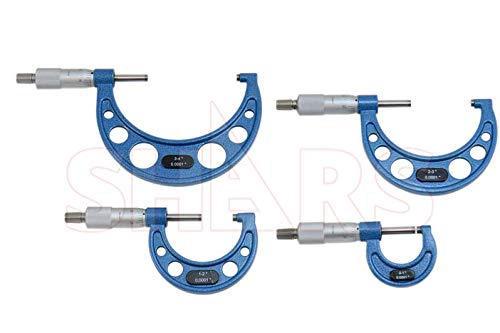 Shars 0-4" Precision Solid Metal Frame Outside Micrometer 4 pcs Set 303-2652N L)