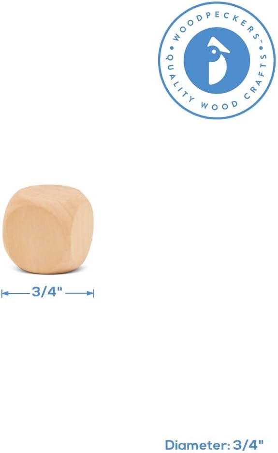 Blank Wooden Dice for Crafting and Games, 3/4 Inch Wood Blocks for Crafts - Image 4
