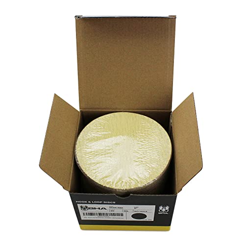 BHA 5" Inch No Hole Hook and Loop Sanding Discs for Orbital DA Sanders - 100 Pack (180 Grit)
