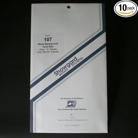 Strip Style Black Stamp Mounts Size 107 by Showgard