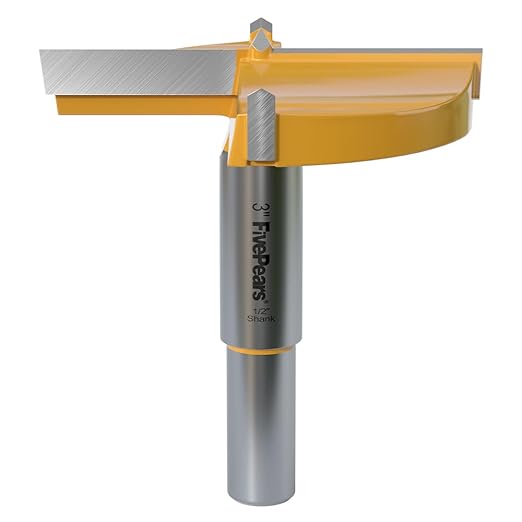 FivePears Forstner Drill Bit 1/2 inch Shank, 3 inch Cutting Diameter, Carbide Tipped Wood Hole Saw Auger Opener, Hole Opener Hinge Hole Cutter for Woodworking, Plastic, Plywood Products