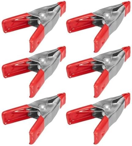 Wideskall® 2" inch Mini Metal Spring Clamps w/Red Rubber Tips Clips (Pack of 6)