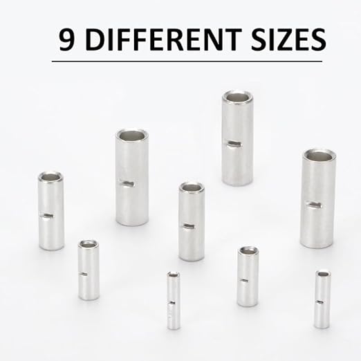 5 PCS Non-Insulated Butt Connectors Kit, AWG #1/0 Wire Ferrules, Electrical Wire Connectors Crimp Ferrule Terminals Kit-BN60