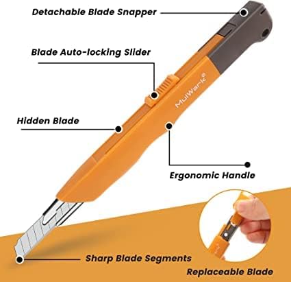 Mulwark 16PC Box Cutter Retractable Utility Knife Set - Image 3