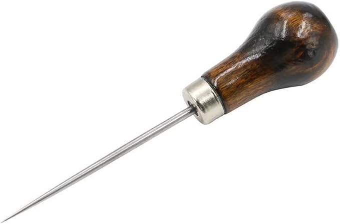 30PCS Wooden Handle Gourd Shape Scratch Awl Tool Pin Punching for Leather Pouch Hole DIY Handmade