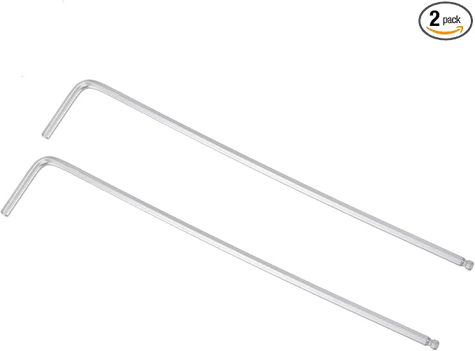 TOP-VIGOR 2Pcs 3/32" Ball End Hex Key Wrench, L Shaped Long Arm Allen Wrench for Household DIY, Professional Machine Repairing, CR-V