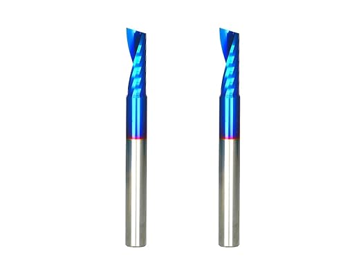 O Single Flute Upcut Spiral End Mill CNC Router Bit with NACO Coating for Plastic Cutting with Mirror Finish (2, 1/4 D x 3/4 CH x 1/4 SHK x 2-1/2 L) UT244