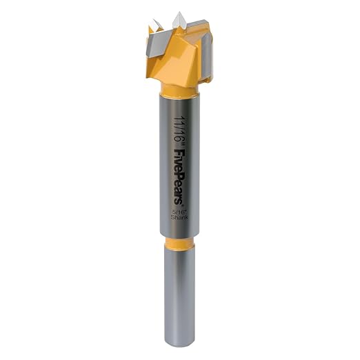FIVEPEARS 1 Count 5/16 inch Shank 11/16 inch Cutting Diameter Carbide Tipped Forstner Bit Wood Hole Saw Auger Opener Hinge Hole Cutter for Woodworking, Plastic, Plywood Products