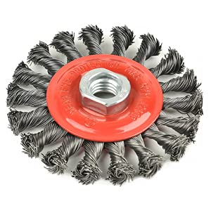 4 Pieces - 4 Inch Twist Knotted Wire Wheel Brush for Grinders and Angle Grinder - 5/8 Inch-11 Threaded Arbor - 0.020 Inch Carbon Steel Wire - Heavy-Duty Conditioning for Metal - 4" x 5/8-Inch | 11 UNC
