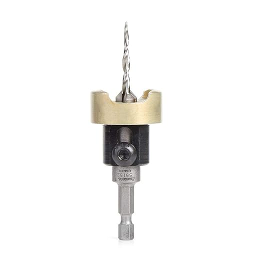 Amana Tool 55152 Carbide Tipped 82 Degree Countersink with Tapered Drill and Adjustable Depth Stop with No-Thrust BB 3/8 D x 9/64 Drill D x 1/4 Inch Quick Release Hex SHK