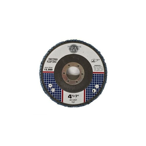 Benchmark Abrasives 4.5" Premium Zirconia Type 27 Flat Flap Discs Grinding Wheels for Sanding Stock Rust Removal Finishing Grinding Deburring Stainless Steel, 7/8" Arbor (100 Pack) - 40 Grit