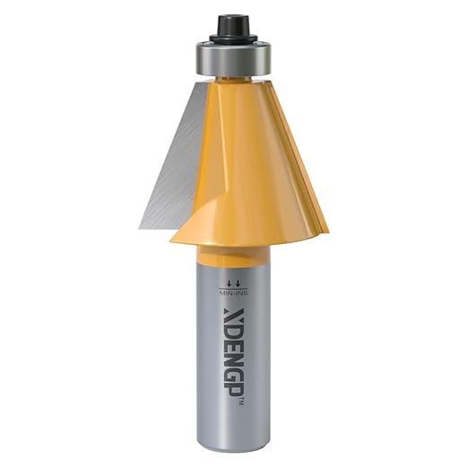 22.5 Degree Chamfer Router Bit with 1 Inch Cutting Length,1/2 Inch Shank Carbide Edge Forming Bevel Router Bit with Bearing, Chamfer Bit Miter Angle Milling Cutters Tool