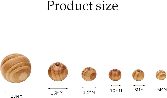 BetterJonny 600Pcs Natural Wood Round Beads, 6 Sizes Handmade Polished Spacer - Image 6