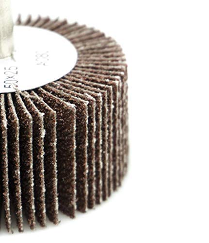 Benchmark Abrasives 2" x 1" Aluminum Oxide Flap Wheel with 1/4" Shank Mounted, Perfect for Woodworking Grinding Polishing Rust Paint Removal (10 Pack) - 120 Grit
