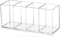 HSYMQ Acrylic Pen Holder 4 Compartments Clear Pencil Holder Organizer Makeup by HSYMQ