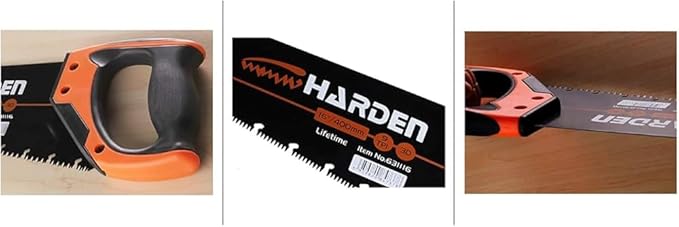 Tools 16" (405mm) Pro Hand Saw – #65 Mn Steel Blade, Heat Treated, HRC >53 Teeth Hardness, 3-Sided Grinding Teeth, Soft TPR Handle