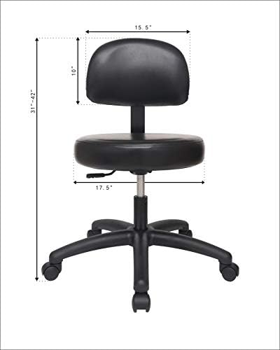 Chair Master Round Vinyl Chair/Stool-Black-for Garage, Counters, Shop, Kitchen, Computer Desks, Drafting Tables. Easy to Clean! (Glides, Medium Table 19"-27")