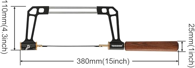 TOOLCOOL Coping Saw for Woodworking Aluminum Alloy Frame Hardwood Round Handle Handsaw with 15T 18T 24T High Speed Steel Saw Blades