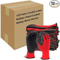 Evridwear Crinkle Latex Rubber Hand Coated Safety Work Gloves for Men Women General Multi Use Construction Warehouse Gardening Assembly Landscaping (M-Size) Red 120 Pairs Pack