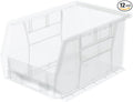 Akro-Mils 30237 AkroBins Plastic Storage Bins, Space-Saving Stackable Bins for Garage, Pantry, Craft Organization, 9-" x 6-" x 5-", Clear, 12-Pack