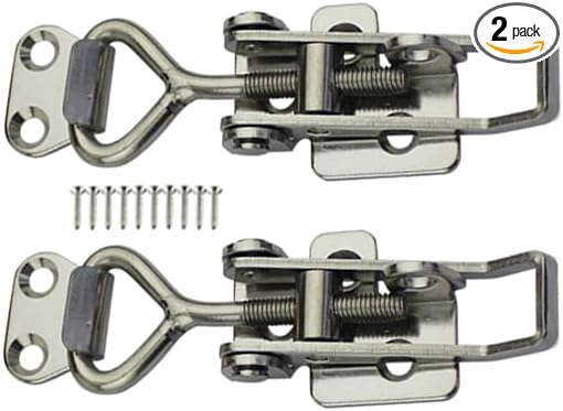 Adjustable Buckle Cabinet Boxes Lever Handle Toggle Catch Latch Lock with Screws,2 Pcs (SK-2S,Range:97-123mm)