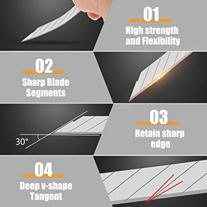 MulWark 100PC 9MM Snap Off 30 Degree Utility Knife Replacement Blades - Image 3
