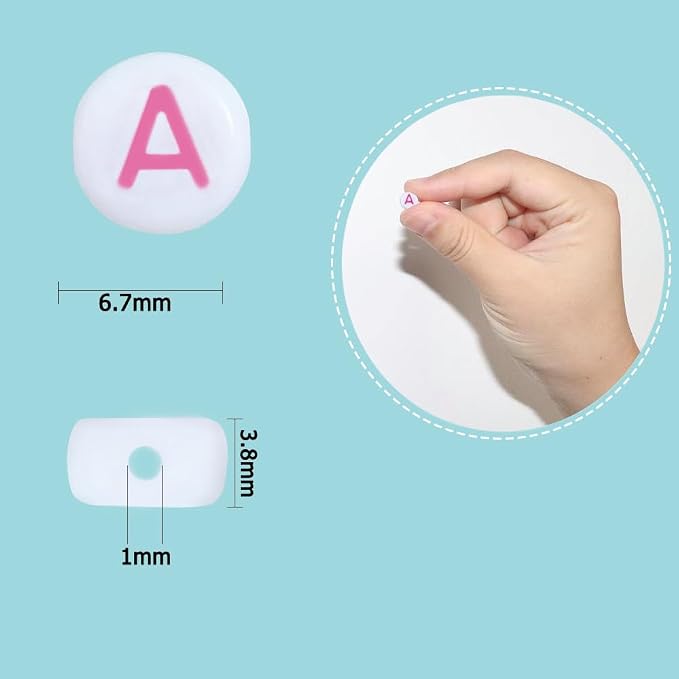 YMSDZHL Alphabet Beads A-Z 1400Pcs Letter Beads, Acrylic 4x7mm Round Letter - Image 4